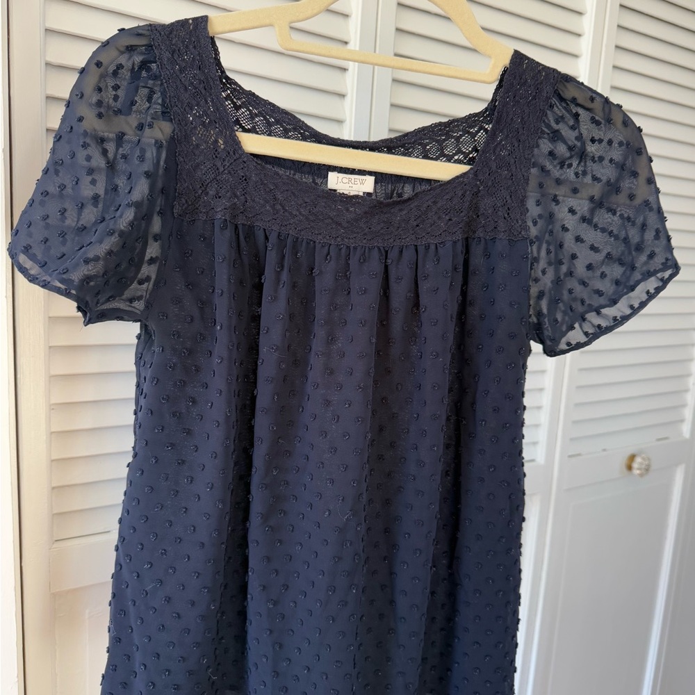 J. Crew Navy Blue Textured Blouse